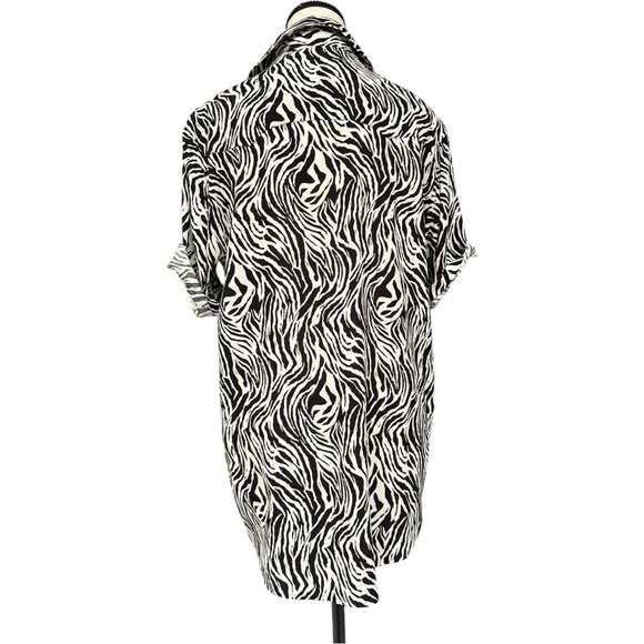 Free People x Sandrine Rose Zebra Print Short Sleeve Shirt S, Pearl Snap NWOT - Picture 6 of 10